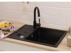 Granitspüle Nashville 65 cm x 50 cm Schwarz Granitspülen