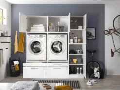 Best Hauswirtschaftsraum Set Clara 200 cm x 184,8 cm x 67,6 cm Weiß Matt Küchenschränke