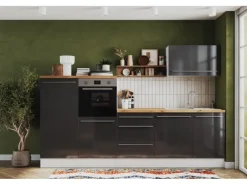 Best Inselküche Gabriel 290 cm Grau Hochglanz Inselhauben|Kücheninseln