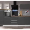 Best Küchenblock Gabriel LBBERP290HWGC ohne E-Geräte 290 cm Grau Hochglanz Küchenschränke|Einbauküchen