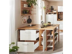 Clearance Küchenblock Hilde 310 cm mit Kücheninsel Weiß Kücheninseln|Herde
