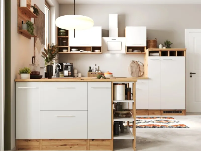 Clearance Küchenblock Hilde 310 cm mit Kücheninsel Weiß Kücheninseln|Herde