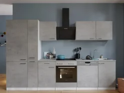Best Respekta Küchenblock Malia 310 cm Beton Fronten inkl. Kühl-/ Gefrierkombination