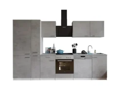Best Respekta Küchenblock Malia 310 cm Beton Fronten inkl. Kühl-/ Gefrierkombination