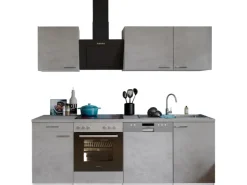 Best Respekta Küchenblock Malia mit E-Geräten 220 cm Beton Fronten