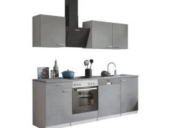 Best Respekta Küchenblock Malia mit E-Geräten 220 cm Beton Fronten