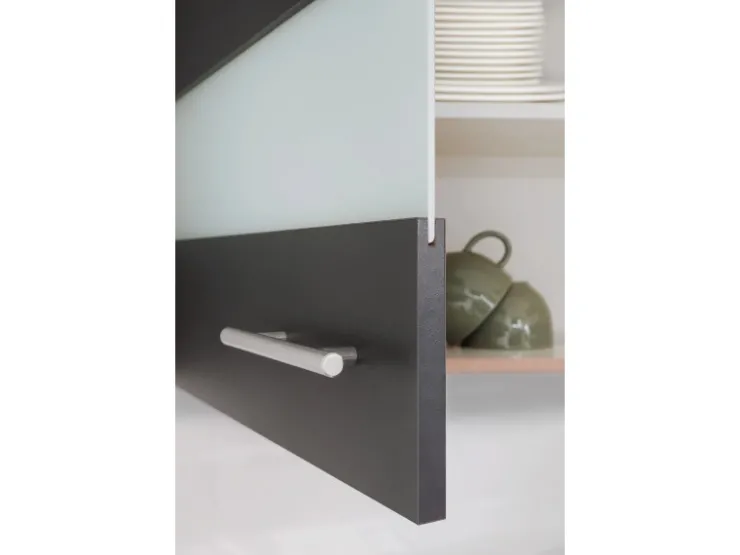 Clearance Respekta Küchenblock Merle 280 cm Eiche mit Waschmaschinen-Nische Grau