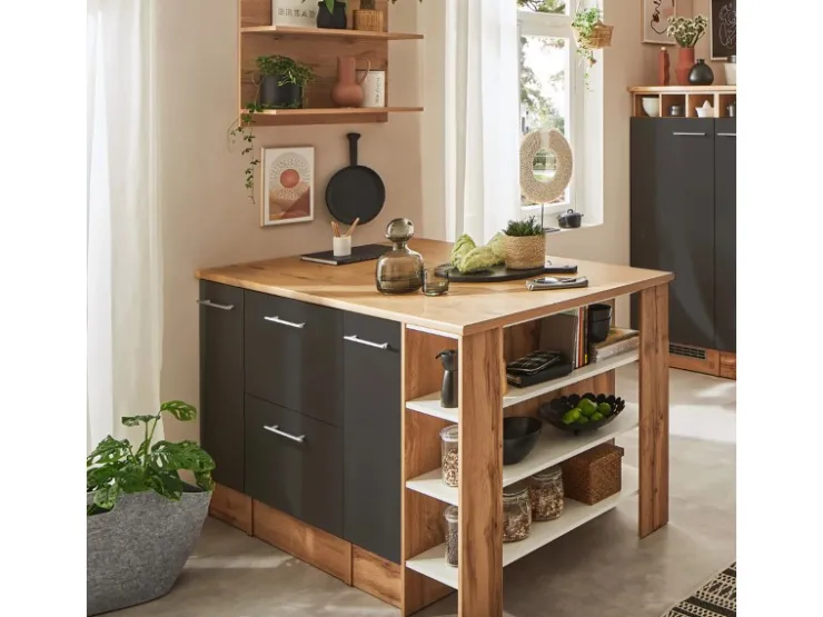 Sale Respekta Kücheninsel Hilde 150 cm ohne E-Geräte Grau