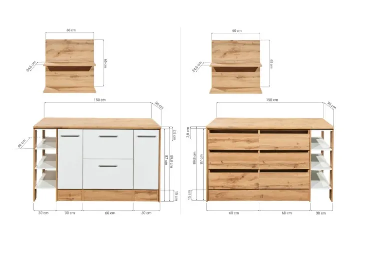 Sale Respekta Kücheninsel Hilde 150 cm ohne E-Geräte Grau