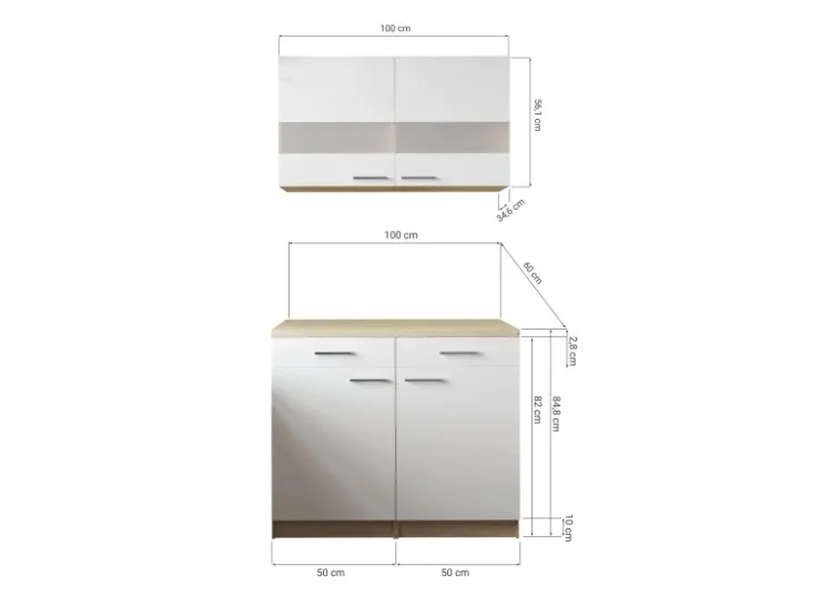 Clearance Respekta Küchenmöbel-Set 4 Merle 100 cm Schwarz