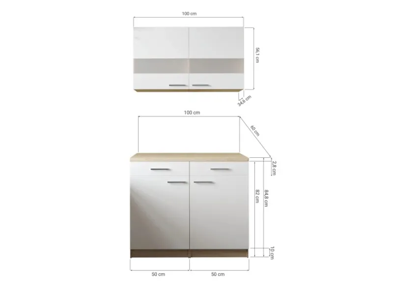 Hot Küchenmöbel-Set 9 Merle 100 cm Pantryküchen|Miniküchen