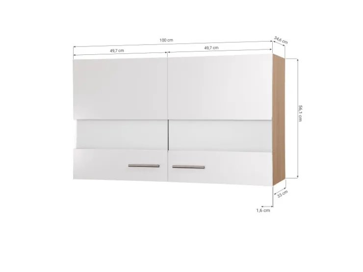 Clearance Respekta Küchen-Oberschrank Merle 100 cm Weiß