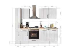 Best Respekta Küchenzeile Anton LBBERP250LHWC ohne E-Geräte 250 cm Lärche Weiß