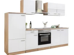 Best Küchenzeile 270 cm Eiche Sägerau Kochfelder|Kühlschränke