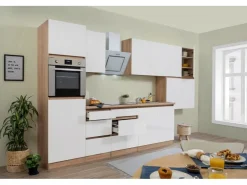 Discount Respekta Premium Respekta Küchenzeile GLRP370HESWM Grifflos 370 cm -Sonoma Eiche Weiß Matt