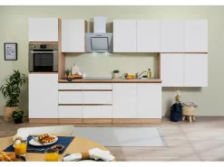 Discount Respekta Premium Respekta Küchenzeile GLRP370HESWM Grifflos 370 cm -Sonoma Eiche Weiß Matt