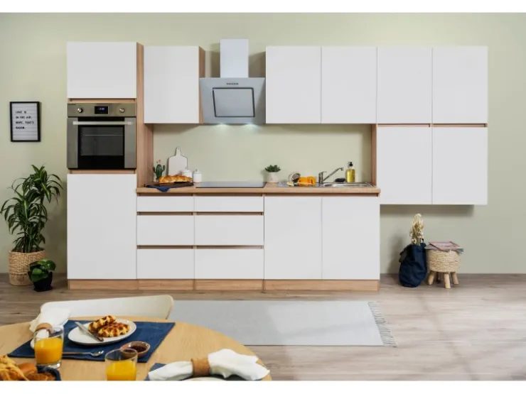 Discount Respekta Premium Respekta Küchenzeile GLRP370HESWM Grifflos 370 cm -Sonoma Eiche Weiß Matt