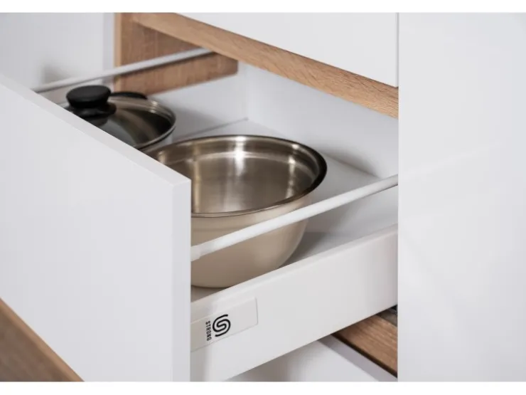 Discount Respekta Premium Respekta Küchenzeile GLRP370HESWM Grifflos 370 cm -Sonoma Eiche Weiß Matt