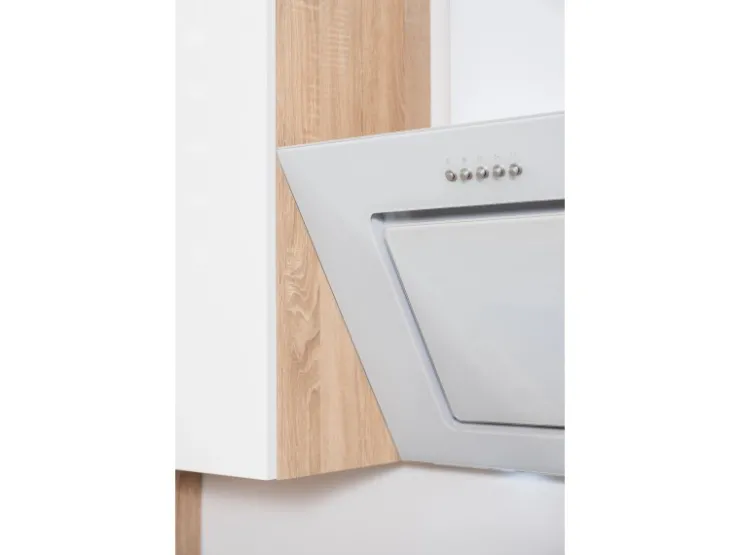 Respekta Premium Kühlschränke|Winkelküchen<Respekta Küchenzeile GLRP320HESW Grifflos 320 cm Weiß Hochglanz-Sonoma Eiche Hochglanz Weiß