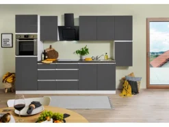 Respekta Premium Kochfelder|Kühlschränke<Respekta Küchenzeile GLRP320HWG Grifflos 320 cm -Weiß Grau Hochglanz