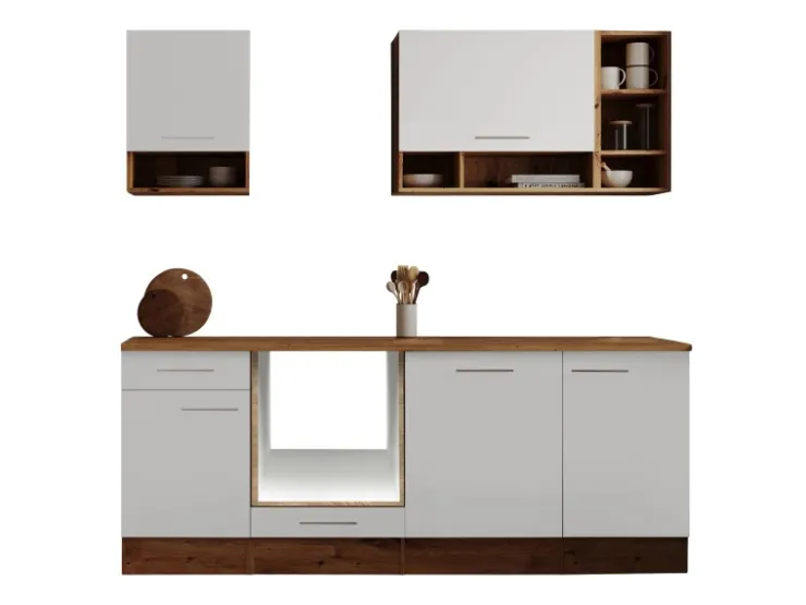 Best Respekta Küchenzeile Hilde LBBEKB220EWC ohne E-Geräte 220 cm Weiß