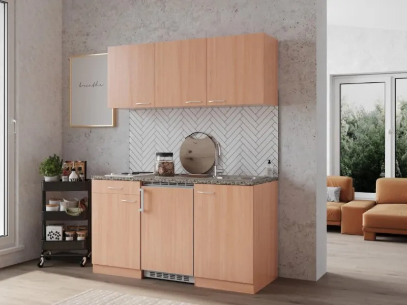 Hot Küchenzeile KB150BB 150 cm Nachbildung Winkelküchen|Pantryküchen