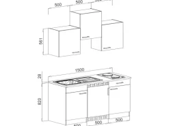 Sale Respekta Küchenzeile KB150BBMI 150 cm Nachbildung Buche