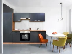 Respekta Winkelküchen|Einbauküchen<Küchenzeile KB270BGE 270 cm -Buche Nachbildung Grau