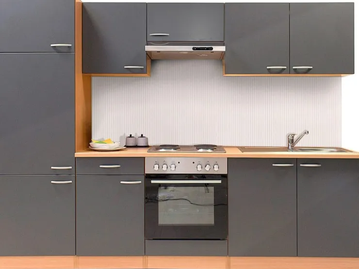 Respekta Winkelküchen|Einbauküchen<Küchenzeile KB270BGE 270 cm -Buche Nachbildung Grau