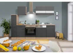 Outlet Respekta Küchenzeile KB250ESG 250 cm -Eiche Grau