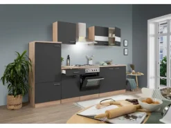 Best Respekta Küchenzeile KB270ESG 270 cm -Eiche Sägerau Nachbildung Grau