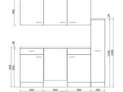 Respekta Küchenzeile KB150ESRMI 150 cm -Eiche Sägeräu Nachbildung Rot
