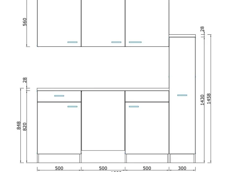 Respekta Küchenzeile KB150ESRMI 150 cm -Eiche Sägeräu Nachbildung Rot