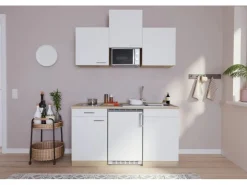 Respekta Single-Küchen|Miniküchen<Küchenzeile KB150ESRMIC 150 cm -Eiche Sägeräu Nachbildung Rot