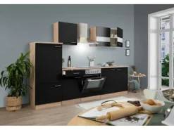 Sale Küchenzeile KB270ESSC 270 cm  -Eiche Sägerau Nachbildung Kühlschränke|Einbauküchen
