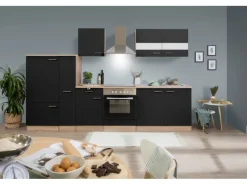 Sale Küchenzeile KB300ESSC 300 cm -Eiche Sägerau Nachbildung Kochfelder|Kühlschränke