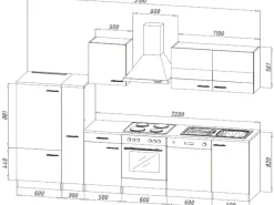 Best Küchenzeile KB310ESSC 310 cm -Eiche Sägerau Nachbildung Herde|Kühlschränke