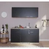 Clearance Respekta Küchenzeile KB150ESS  150 cm Schwarz-Eiche Sägerau