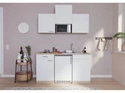 Clearance Küchenzeile KB150ESWMI 150 cm -Eiche Sägeräu Nachbildung Miniküchen|Kochfelder