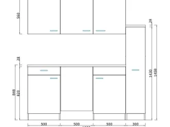 Clearance Küchenzeile KB150ESWMI 150 cm -Eiche Sägeräu Nachbildung Miniküchen|Kochfelder