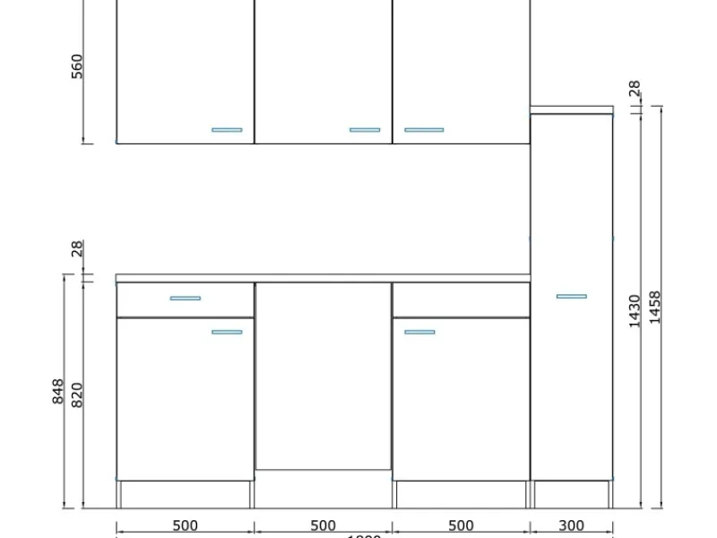 Clearance Küchenzeile KB150ESWMI 150 cm -Eiche Sägeräu Nachbildung Miniküchen|Kochfelder
