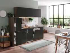 Best Respekta Küchenzeile KB225EYGC 225 cm -Eiche York Nachbildung Grau