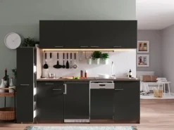 Best Respekta Küchenzeile KB225EYGC 225 cm -Eiche York Nachbildung Grau
