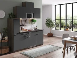 Respekta Kühlschränke|Winkelküchen<Küchenzeile KB180EYGMI 180 cm -Eiche York Nachbildung Grau