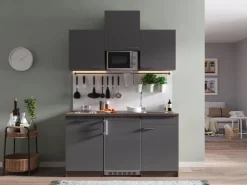New Respekta Küchenzeile KB150EYGMIC 150 cm -Eiche York Nachbildung Grau