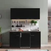 Best Küchenzeile KB150EYSC 150 cm Schwarz-Eiche York Nachbildung Miniküchen|Kochfelder