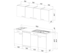 Best Respekta Küchenzeile KB195EYSMI 195 cm -Eiche York Nachbildung Schwarz