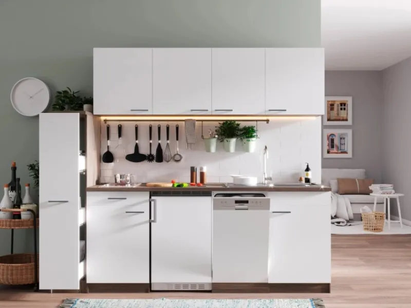 Best Küchenzeile KB225EYWC 225 cm -Eiche York Nachbildung Einbauküchen|Kühlschränke