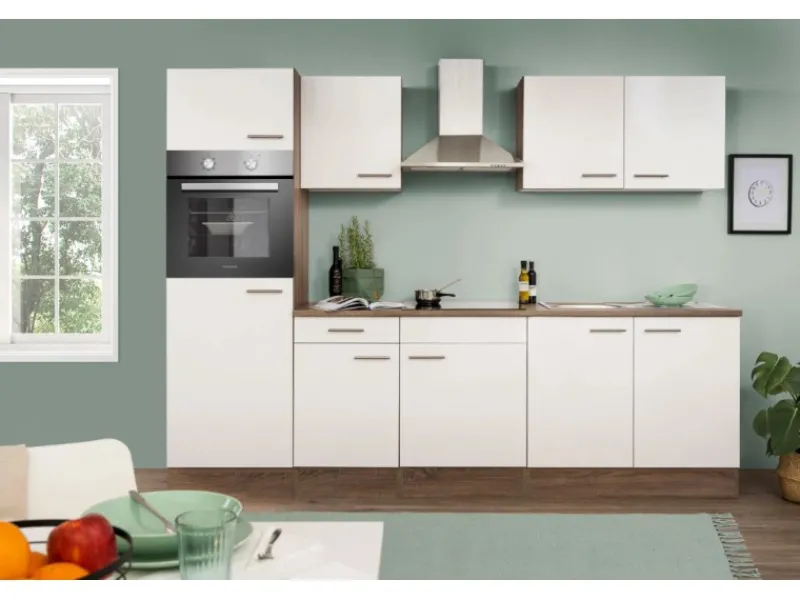 Best Küchenzeile KB270EYW 270 cm -Eiche York Nachbildung Kochfelder|Einbauküchen