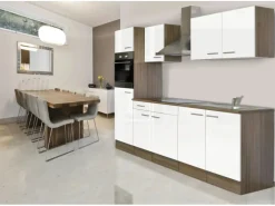 Best Küchenzeile KB270EYW 270 cm -Eiche York Nachbildung Kochfelder|Einbauküchen